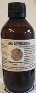 An amber bottle contains 200ml of Withania somnifera extract