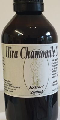 An amber bottle contains 200ml of Chamomile extract