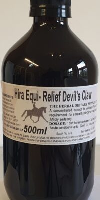 An amber bottle contains 500ml of Devil's Claw extract