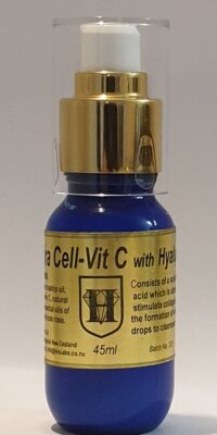 A blue bottle with gold label and pump contains 45ml Facial Lotion